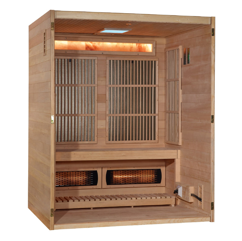 2025 Golden Designs "Soria" 3 Person Hybrid Sauna (Indoor) Full Spectrum and Harvia Traditional Stove (GDI-8330-01)