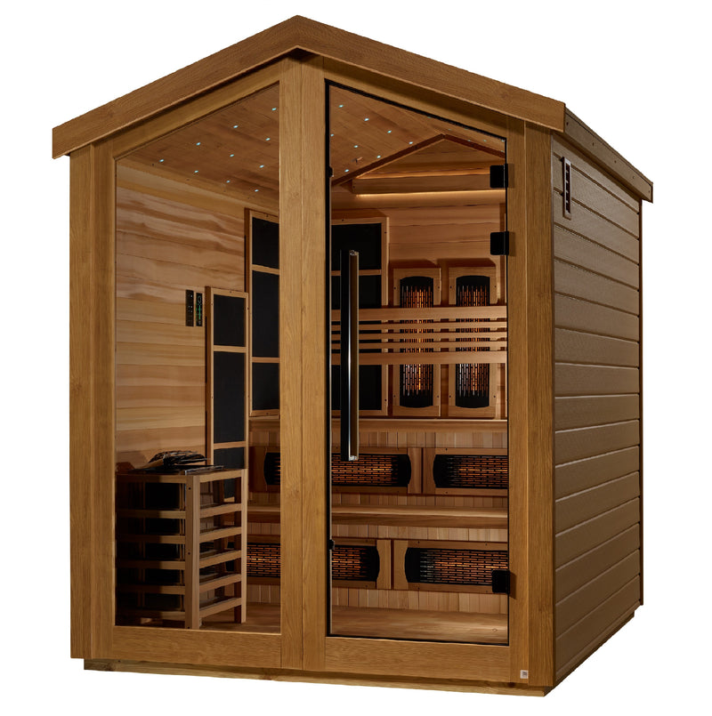 Golden Designs "Kaskinen" 6 Person Barn Hybrid (PureTech™ Full Spectrum IR or Traditional Stove) Outdoor Sauna (GDI-8526-01)