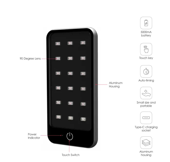 BioLight Glow: Portable Red Light Therapy Device - Slimmest Handheld Solution for On-the-Go Relief