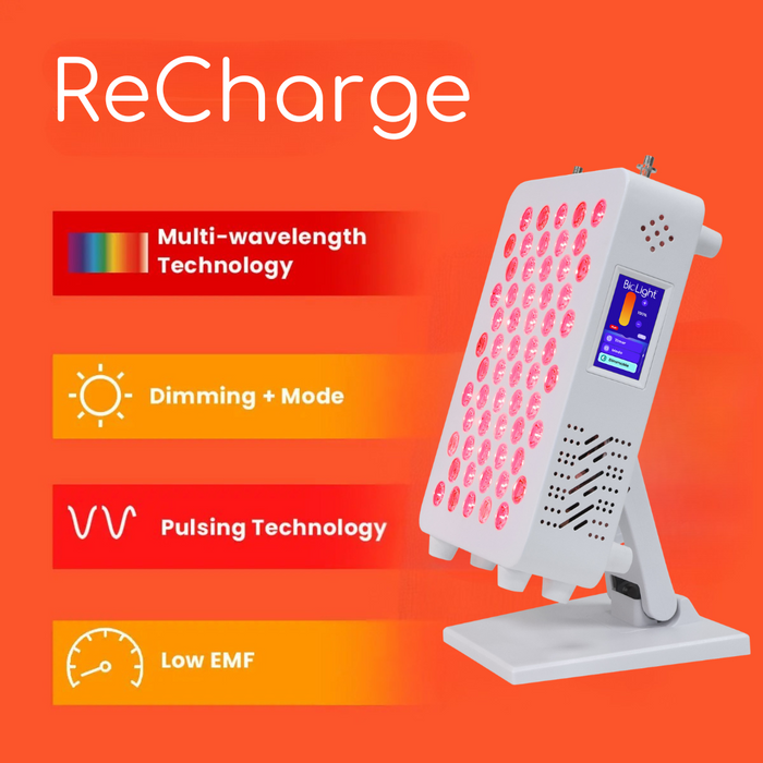 BioLight ReCharge Red Light Therapy Panel: Touch Screen, Adjustable Brightness & Pulsed Frequencies