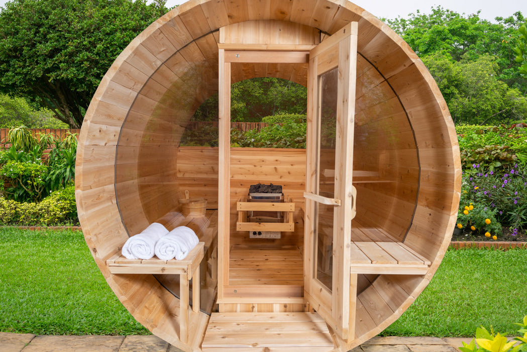 Canadian Timber Serenity MP Electric Barrel Sauna (CTC2245MPE) by Leisurecraft